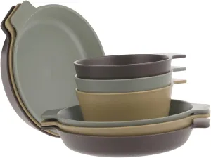 1 Set Portable Camping Dishware Lightweight Food Grade Plastic Bowl Kit for Outdoor Dining Includes Plates Plates and Single Handle Bowls Easy to Clean Compact Design for Hiking