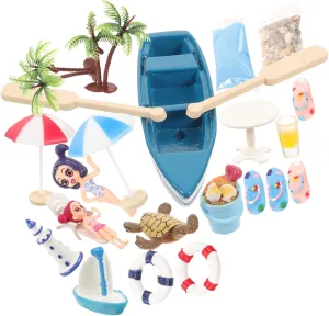 1 Set Seaside Theme Miniature Dollhouse Decoration Micro Beach Style Decor for Creative Play and Home Decor Realistic Summer Scene with Unique Design and Material