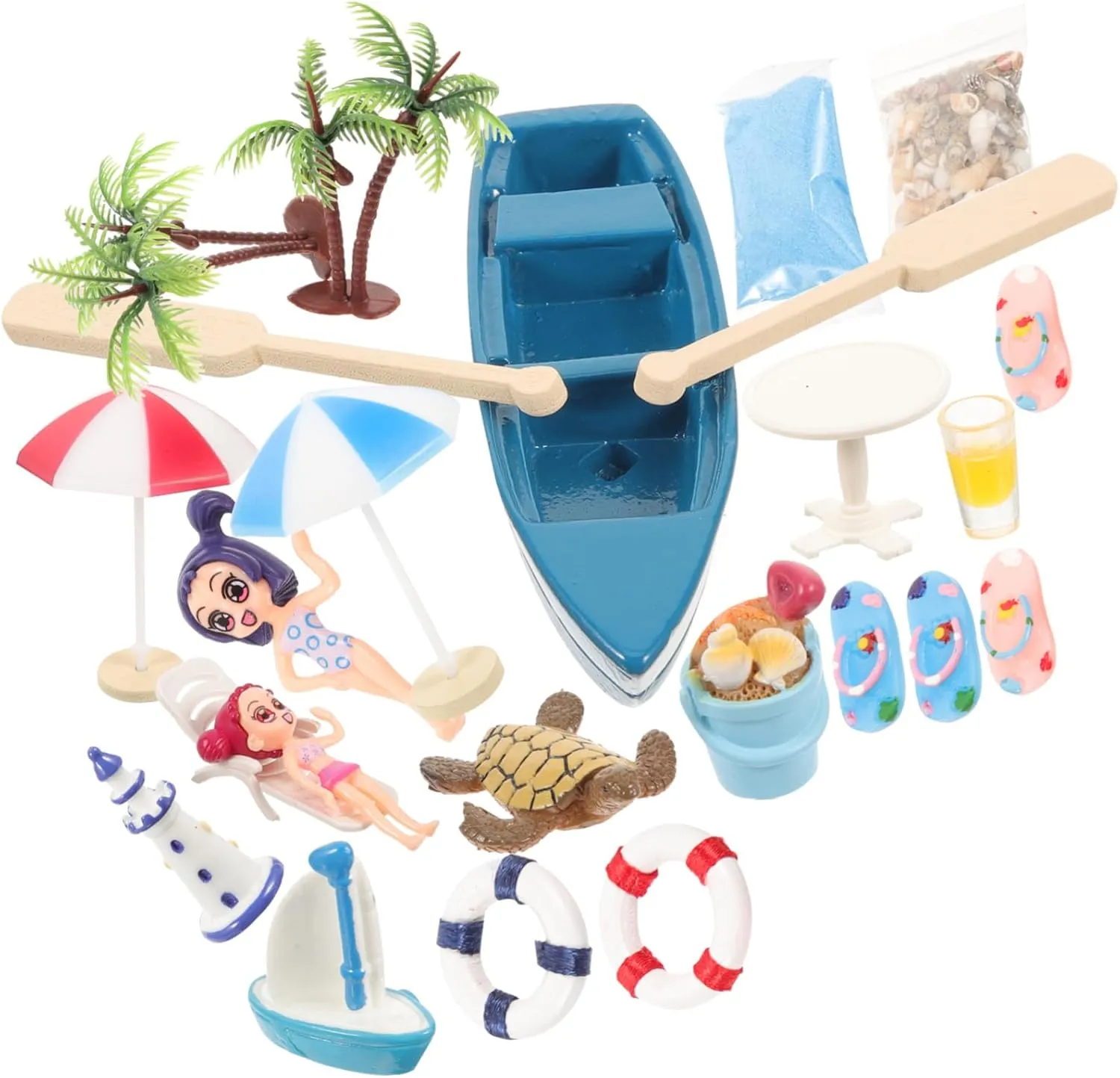 1 Set Seaside Theme Miniature Dollhouse Decoration Micro Beach Style Decor for Creative Play and Home Decor Realistic Summer Scene with Unique Design and Material