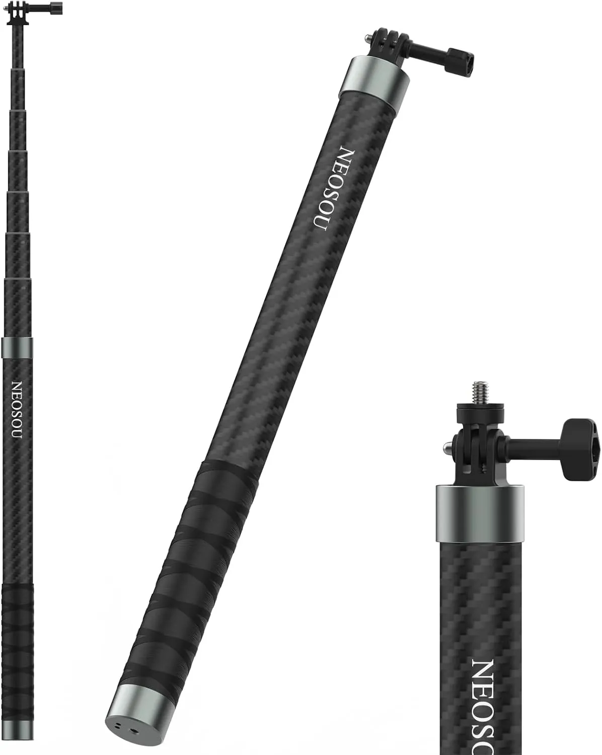 102-Inch Long Pole Selfie Stick for GoPro Insta360, Telescopic/Carbon Fiber/Lightweight/Waterproof/Motorcycle Wide Angle Extension Rod for Go Pro Insta 360 X5 X4 DJI Action 5 Pro Osmo Pocket 3