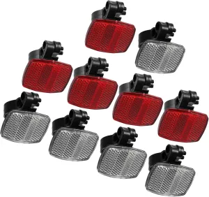10pcs Bicycle Front Rear Reflector Kit Mountain Bike Safety Warning Reflectors for Handlebar Seatpost and Night Cycling Red and White Stylish Design
