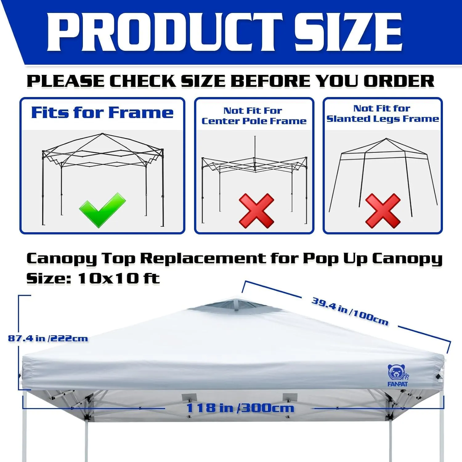 10x10 Canopy Replacement Top with Air Vent, UPF 50  UV Protection, Silver-Coated Polyester PA Waterproof for Pop Up Canopy Tent (Top Cover Only, Light Grey)