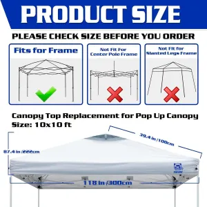 10x10 Canopy Replacement Top with Air Vent, UPF 50  UV Protection, Silver-Coated Polyester PA Waterproof for Pop Up Canopy Tent (Top Cover Only, Light Grey)
