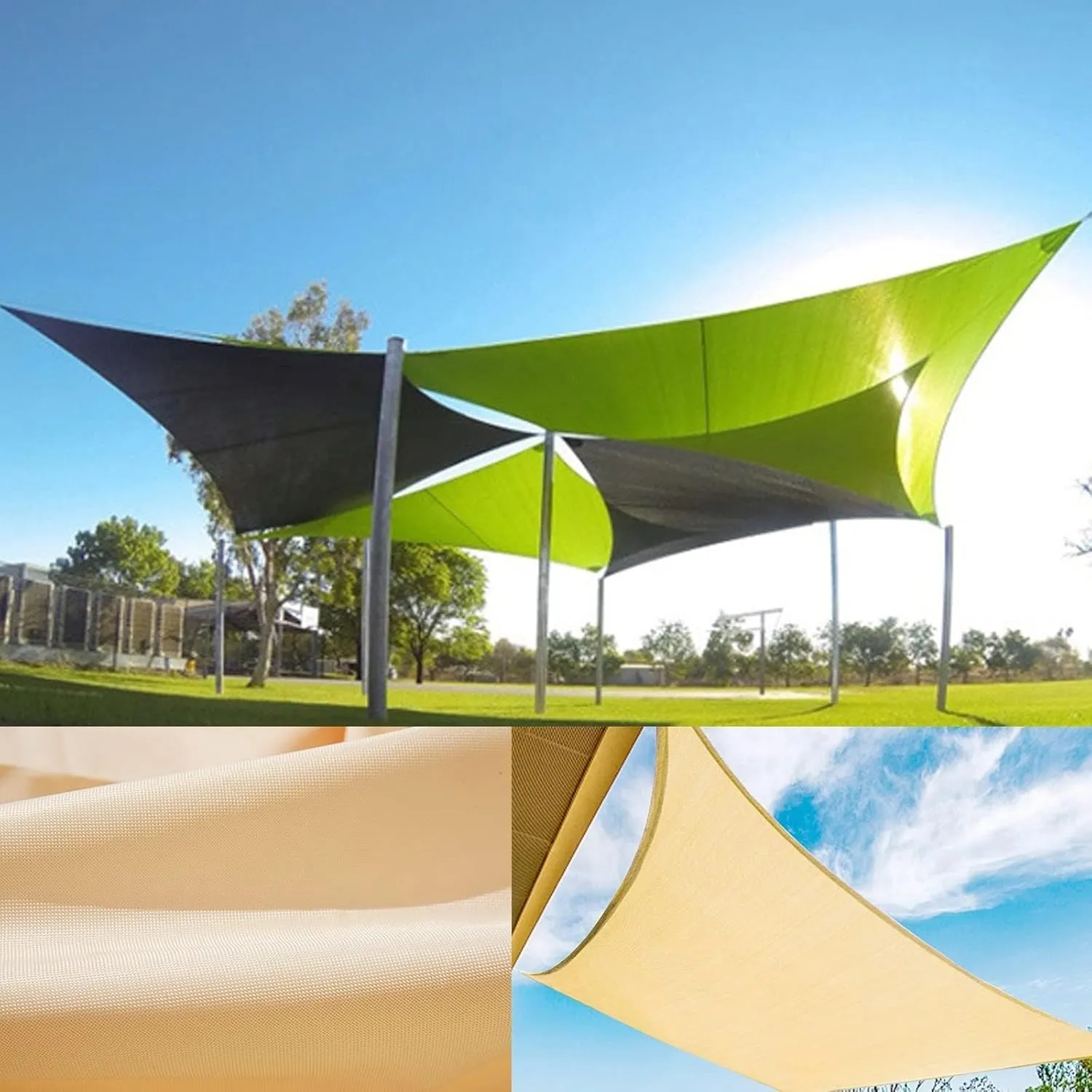 10'x10' Sun Shade Sail Rectangular Curved Fade and Tear Resistant Easy Install Breathable Waterproof Uv Block Shade Canopy Sun Sail Shades for Outdoor Patio Garden Yard Deck Pergola