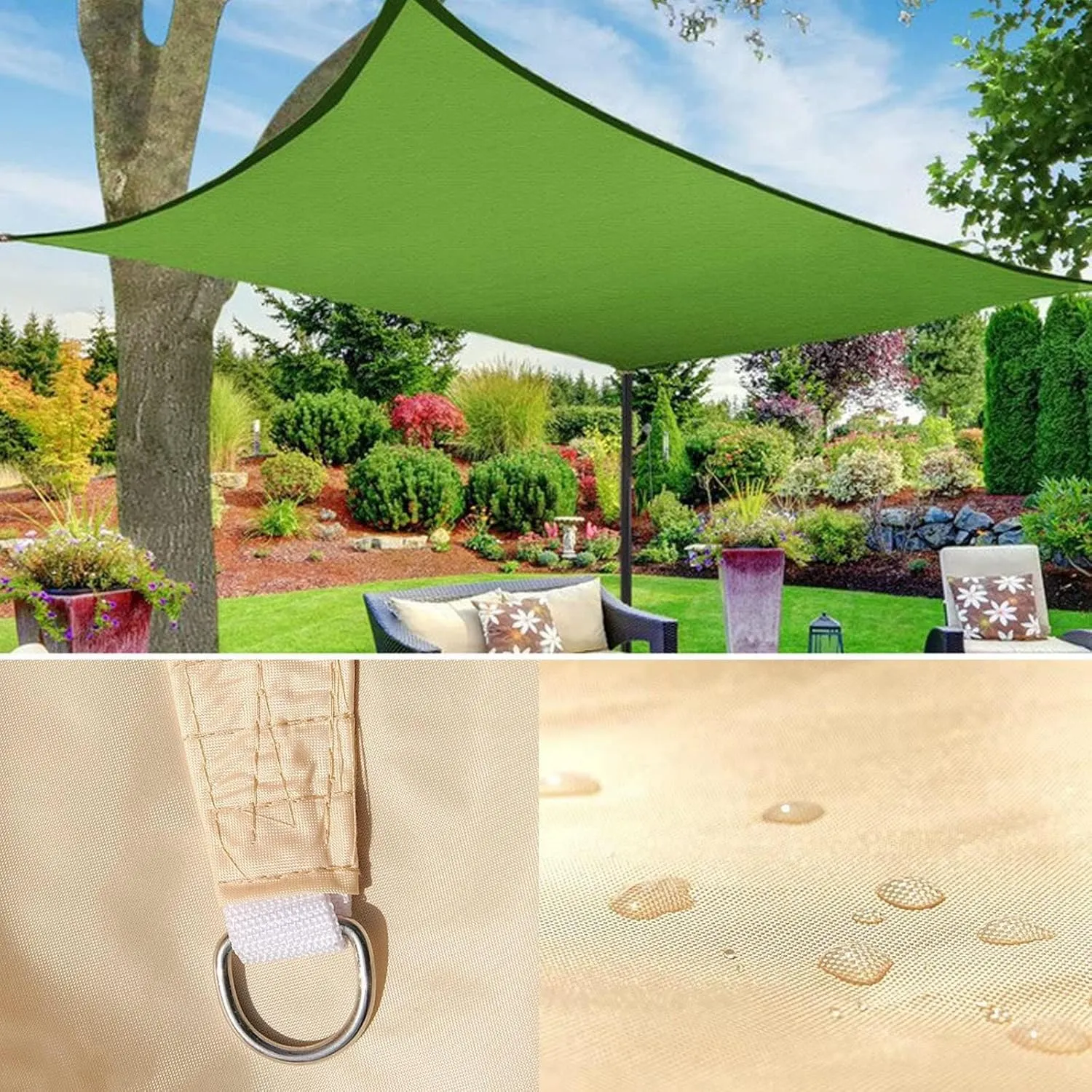 10'x10' Sun Shade Sail Rectangular Curved Fade and Tear Resistant Easy Install Breathable Waterproof Uv Block Shade Canopy Sun Sail Shades for Outdoor Patio Garden Yard Deck Pergola