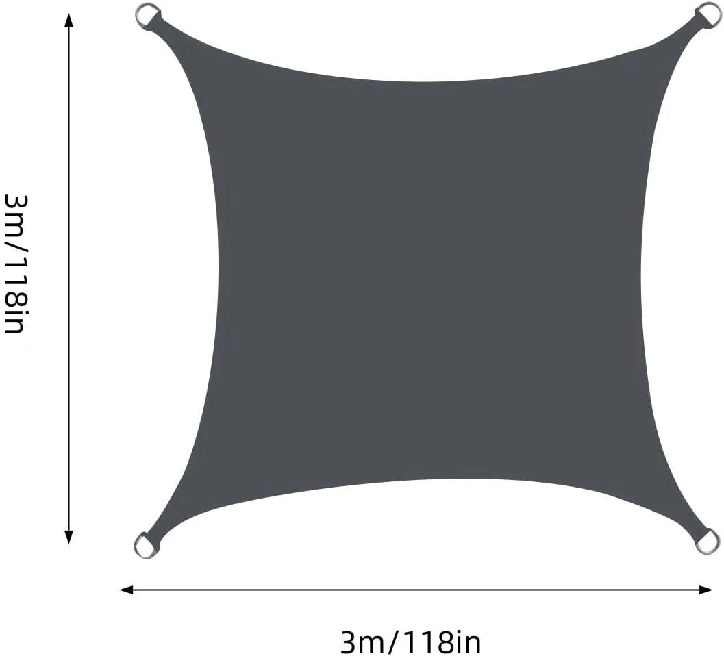 10'x10' Sun Shade Sail Rectangular Curved Fade and Tear Resistant Easy Install Breathable Waterproof Uv Block Shade Canopy Sun Sail Shades for Outdoor Patio Garden Yard Deck Pergola