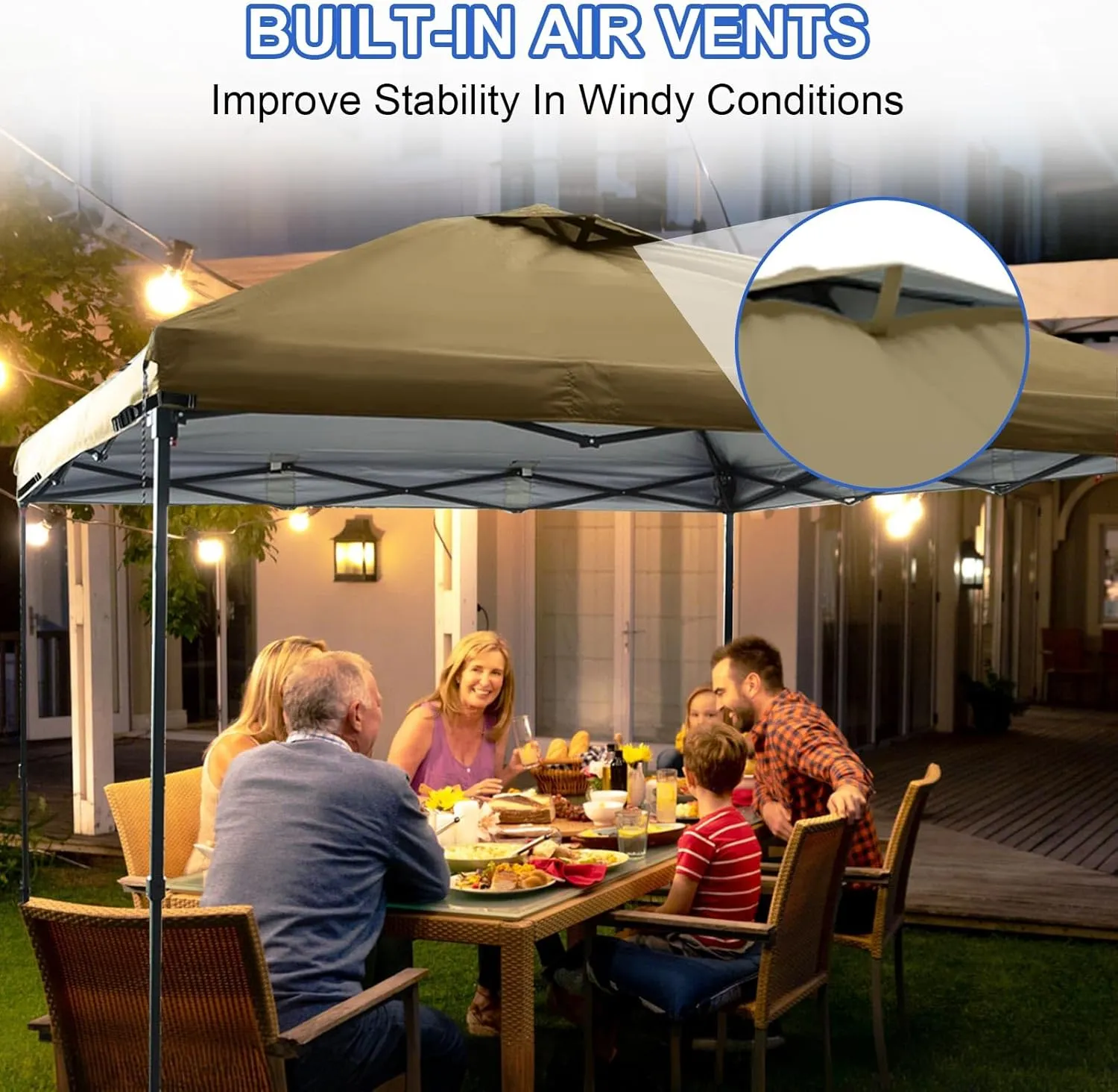 10x10ft Canopy Replacement Top with Air Vent Heavy-Duty, Waterproof, UV-Resistant Pop Up Cover for Straight Leg Tent, for Standard 10x10 Canopy Frames for Outdoor Camping (Blue)