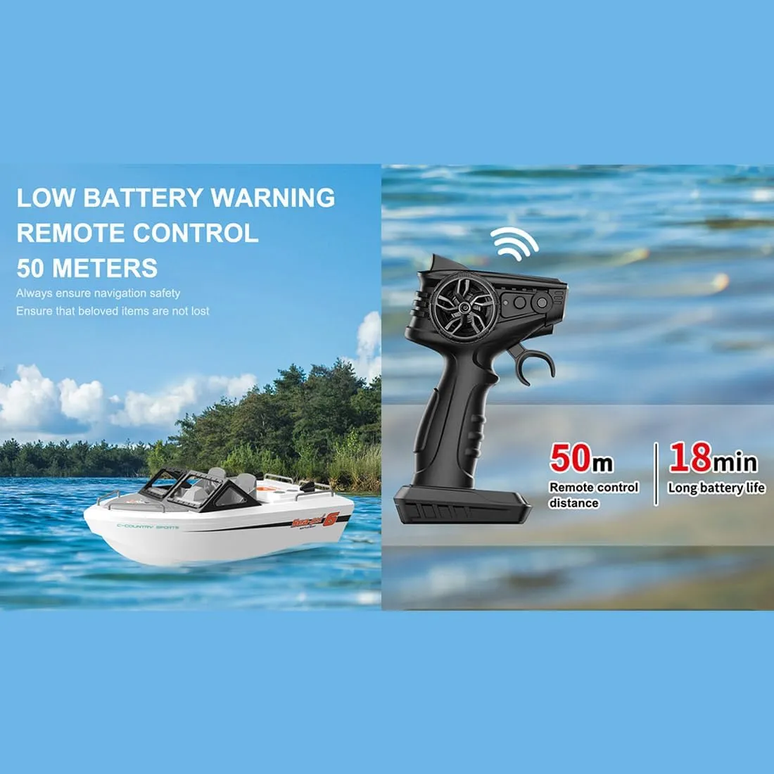 1/12 Scale Mini RC Boat, 2.4GHz 8KM/H Electric RC Karting Racing Boat Model Toy for Adults - RTR
