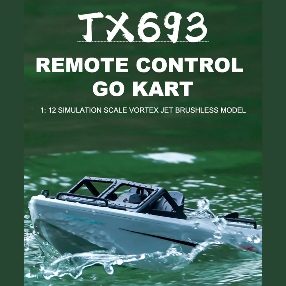 1/12 Scale Mini RC Boat, 2.4GHz 8KM/H Electric RC Karting Racing Boat Model Toy for Adults - RTR