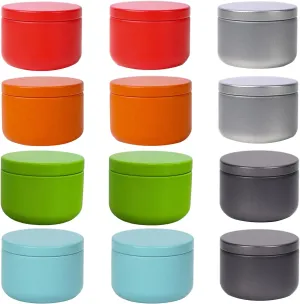 12 Pcs 2.1x1.6 Inches 0.7oz Round Tin Jar Tea Tins Food Storage Container for Loose tea Coffee Candy Spice Gift Crafts Mini Portable Storage Kit (Multicolor)
