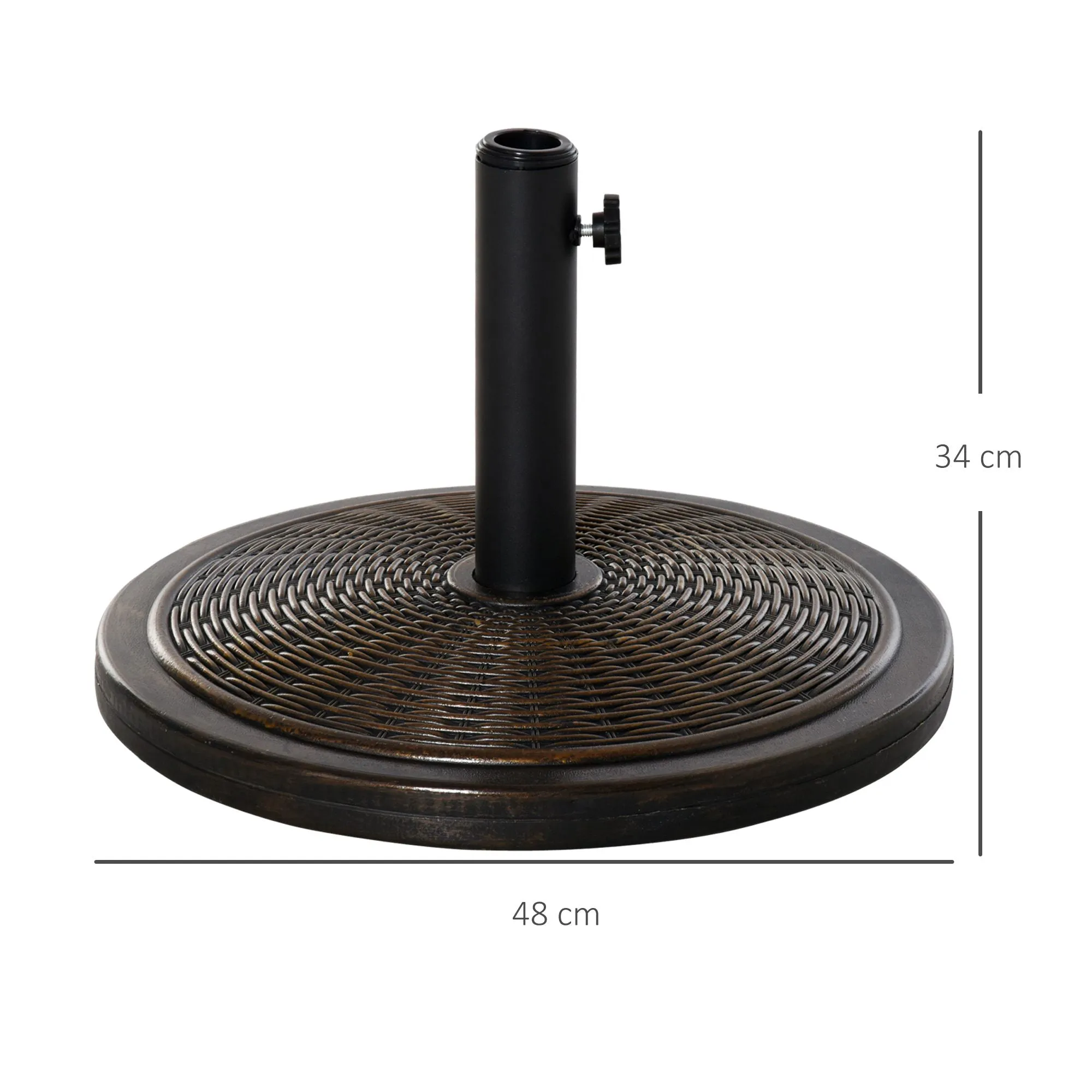 13kg Garden Parasol Base Holder, Cement Outdoor Market Umbrella Stand, Fits 35mm/38mm/48mm Poles, Black