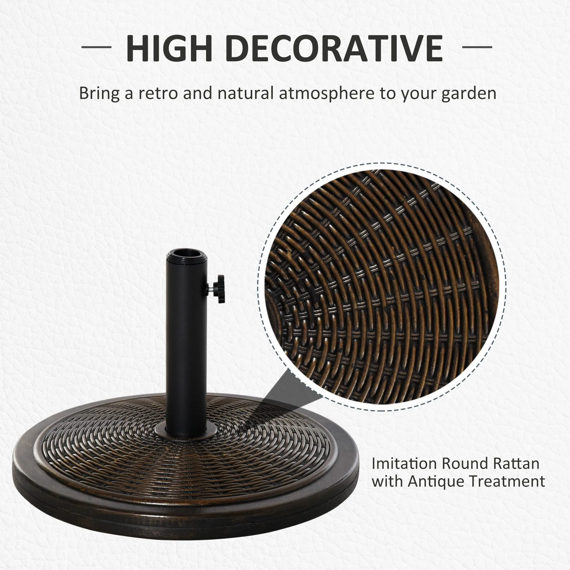 13kg Garden Parasol Base Holder, Cement Outdoor Market Umbrella Stand, Fits 35mm/38mm/48mm Poles, Black