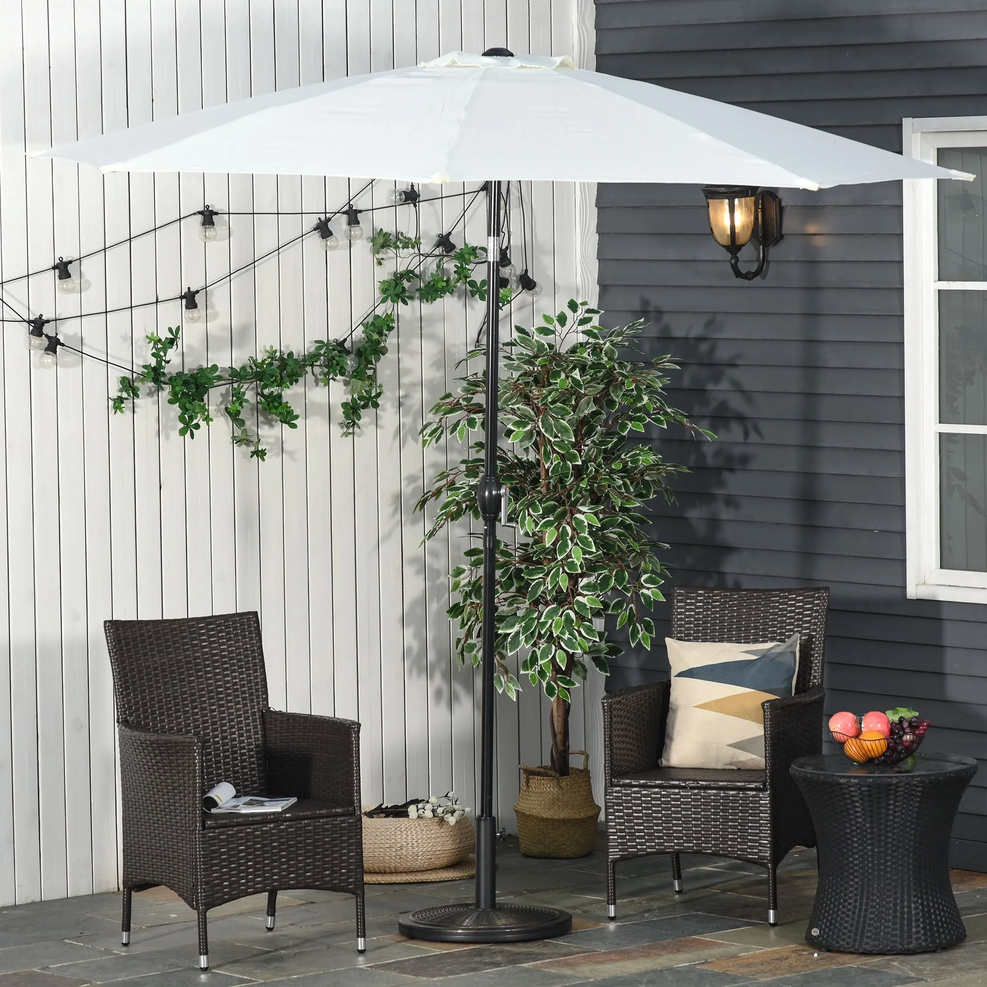 13kg Garden Parasol Base Holder, Cement Outdoor Market Umbrella Stand, Fits 35mm/38mm/48mm Poles, Black