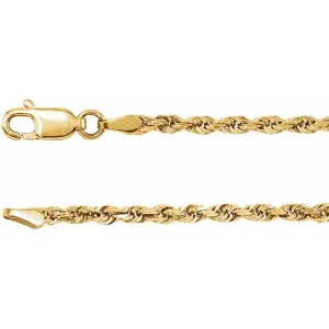 14K Yellow 2.5 mm Diamond-Cut Rope Chain