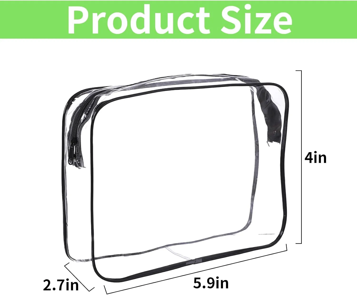 16 Pcs Clear Makeup Bag Bulk Toiletry Bag for Travel, Water-proof PVC Zippered Clear Pouch Cosmetic Makeup Bag Plastic Organizer Case for Vacation Bathroom Travel & Daily Use(Black Small)