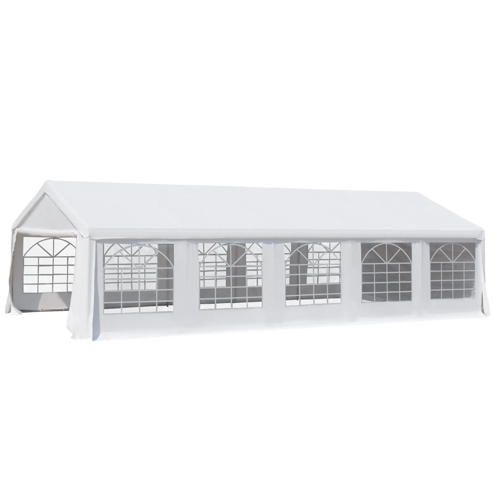 16'x32' Large Party Tent & Carport with Removable Sidewalls and Windows, Portable Garage Canopy Tent, Sun Shade Shelter, for Parties, Wedding, Outdoor Events, White