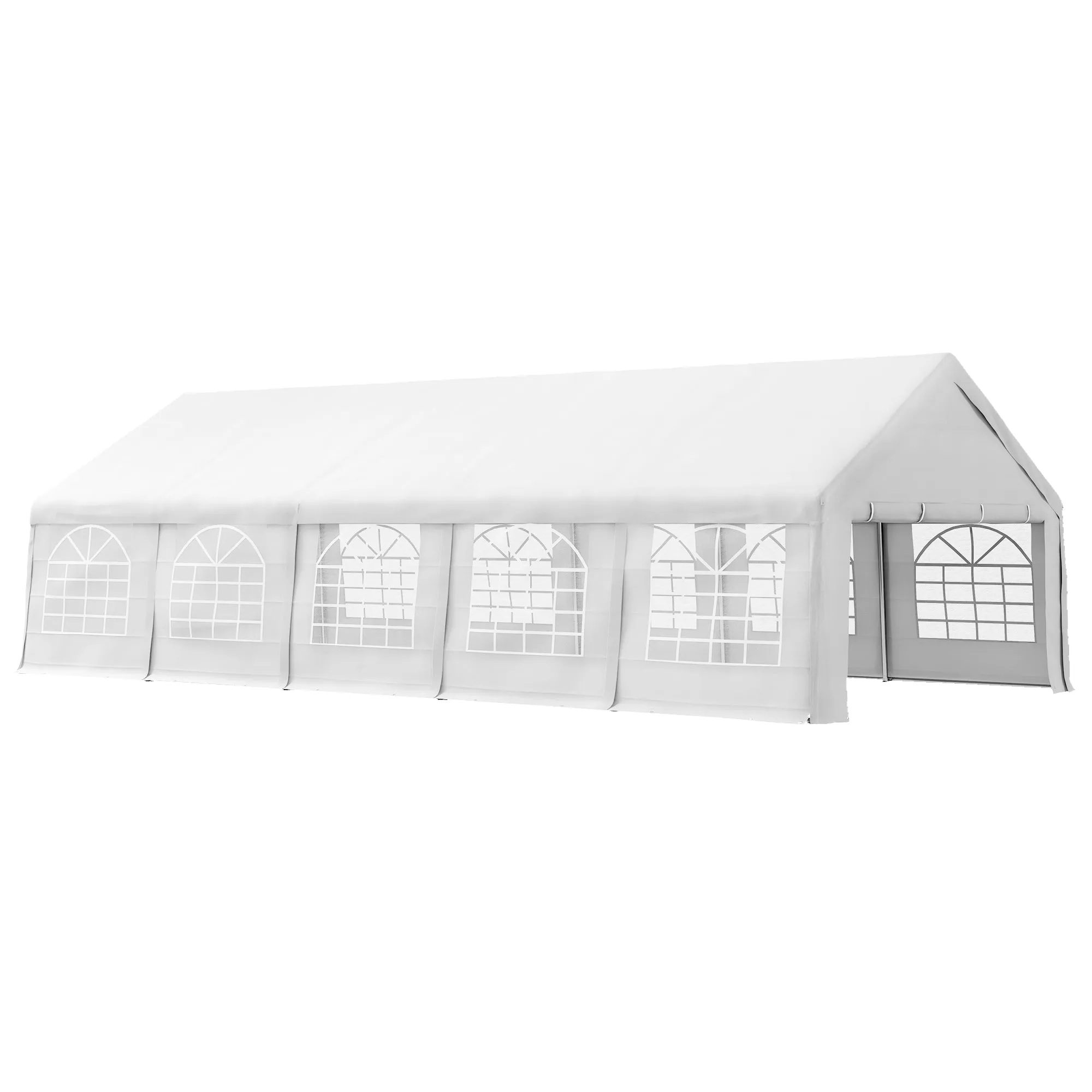 16'x32' Large Party Tent & Carport with Removable Sidewalls and Windows, Portable Garage Canopy Tent, Sun Shade Shelter, for Parties, Wedding, Outdoor Events, White