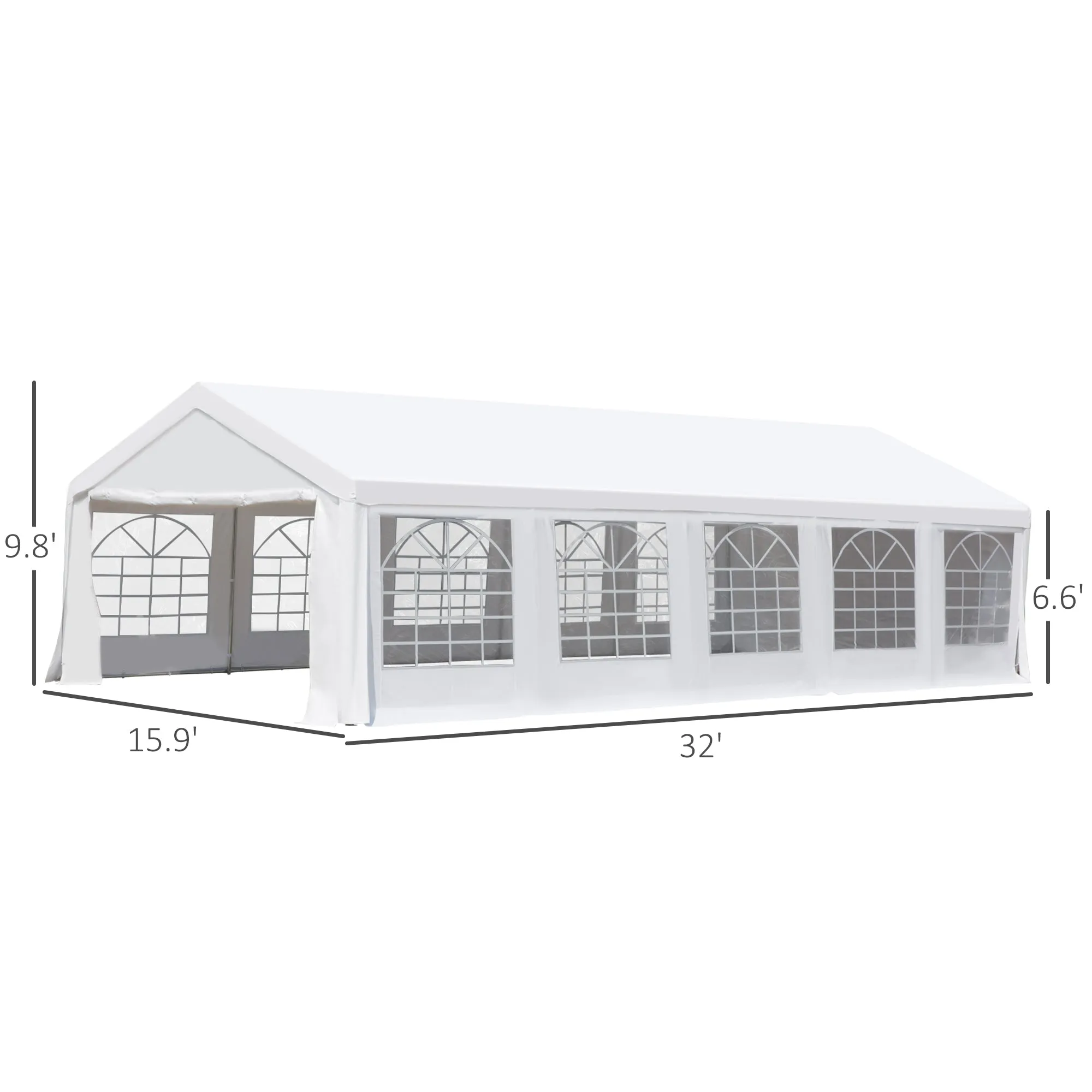 16'x32' Large Party Tent & Carport with Removable Sidewalls and Windows, Portable Garage Canopy Tent, Sun Shade Shelter, for Parties, Wedding, Outdoor Events, White