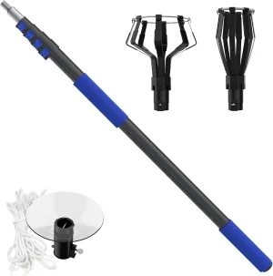 18FT Reach Light Bulb Changer for High Ceilings with Telescopic Extension Pole, 3-12Foot Light Bulb Extension Pole Changer with Baskets and Suction Cup for High Ceilings and Recessed Lights