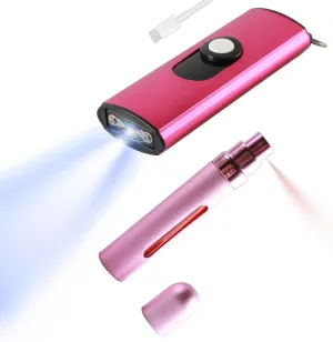 2 in 1 MagiUSA Ultra-Portable Stun Gun Flashlight & Lipstick Pepper Spray for Women-Compact Self Defense Tazer Keychain Design Non-Lethal Personal Protection Safe & Powerful Defense Tool Rechargeable