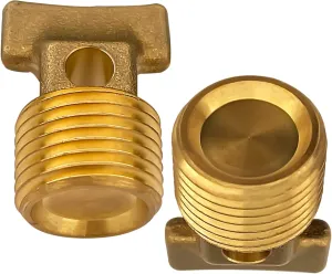 2-Pack 1/2" NPT Solid Brass Drain Plug Boat Garboard Drain Plug Kit for Most Hulls