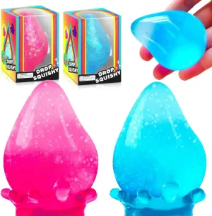 2 Packs Dream Squishy Drop Stress Balls for Adults Fidget Toys Adults, Fidgets Silicone Sensory Toys for Kids Autism, ADHD, Sensory Stress Relief Toys Birthday Day Gifts (Blue Pink)