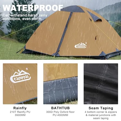 2 Person Backpacking Tent,Waterproof Windproof 2 Person Tent