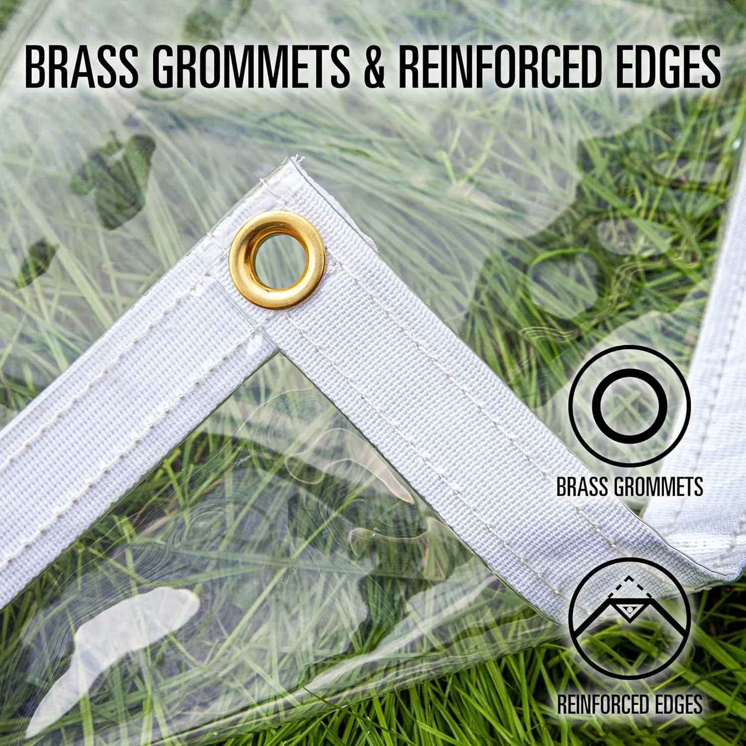 20 Mil 8'x20'Super Heavy Duty Transparent Waterproof PVC Tarpaulin with Brass Grommets - for Patio Enclosure, Temporary Wall, Multipurpose