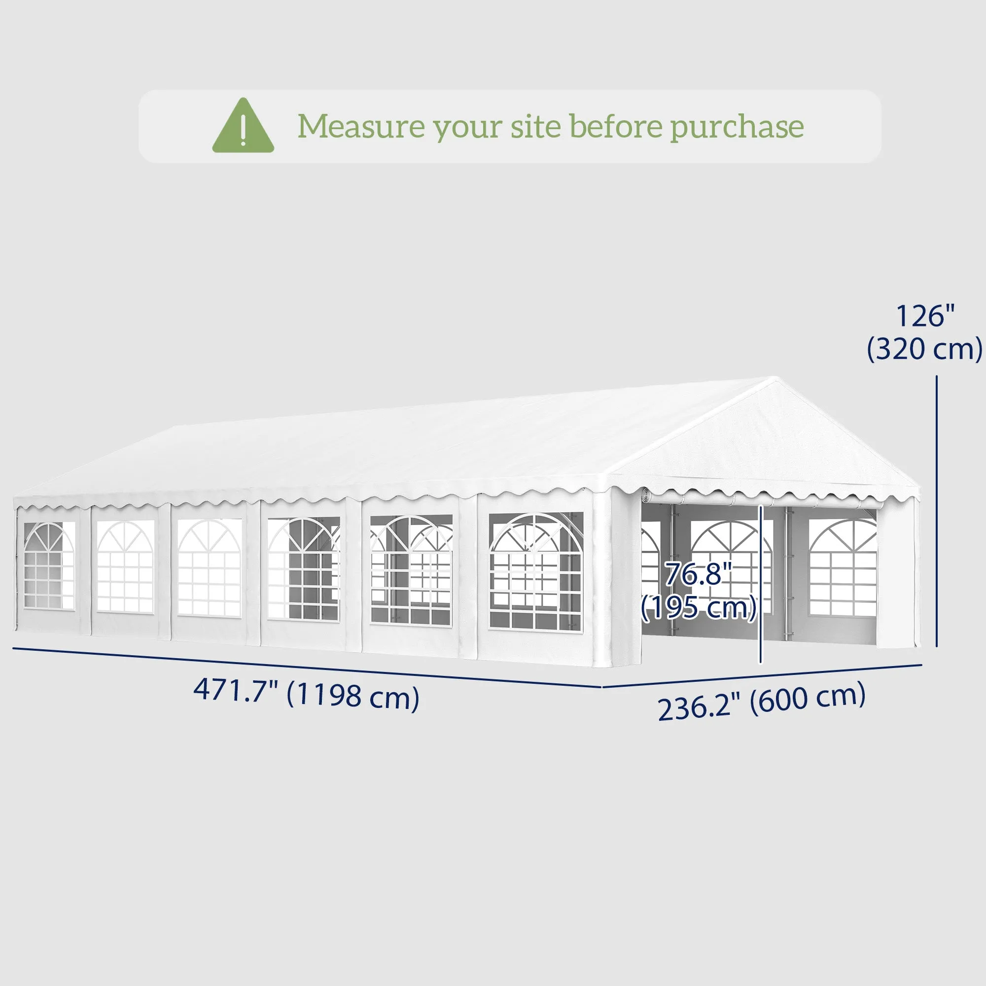 20' x 40' Galvanized Outdoor Party Tent with 2 Roll-Up Doors