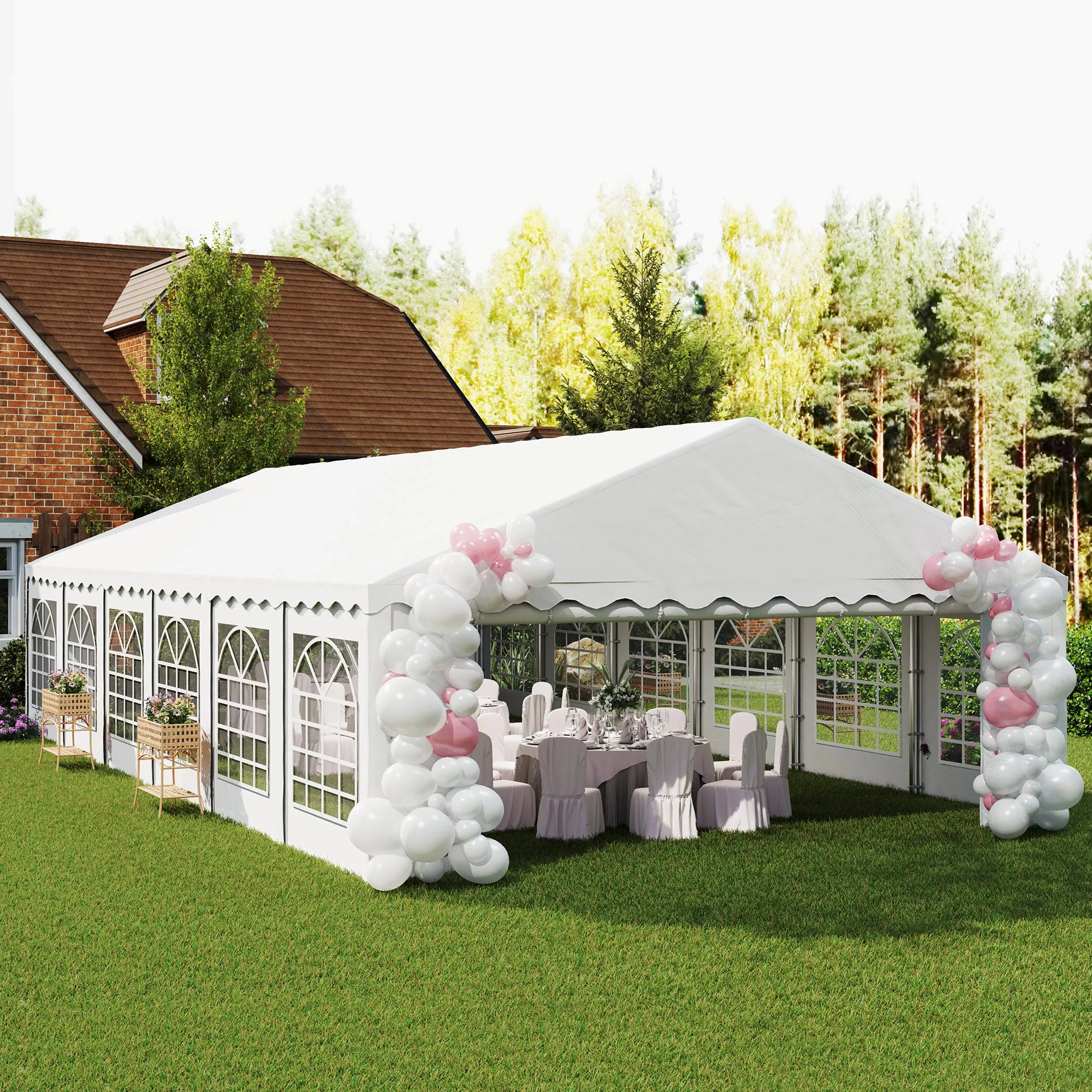 20' x 40' Galvanized Outdoor Party Tent with 2 Roll-Up Doors