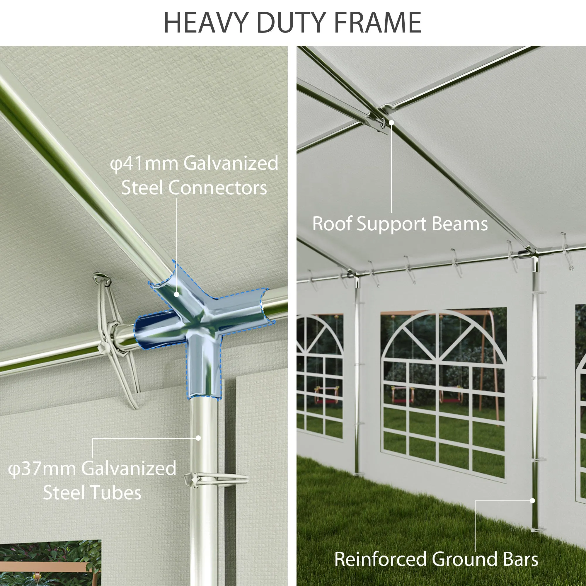 20' x 40' Galvanized Outdoor Party Tent with 2 Roll-Up Doors