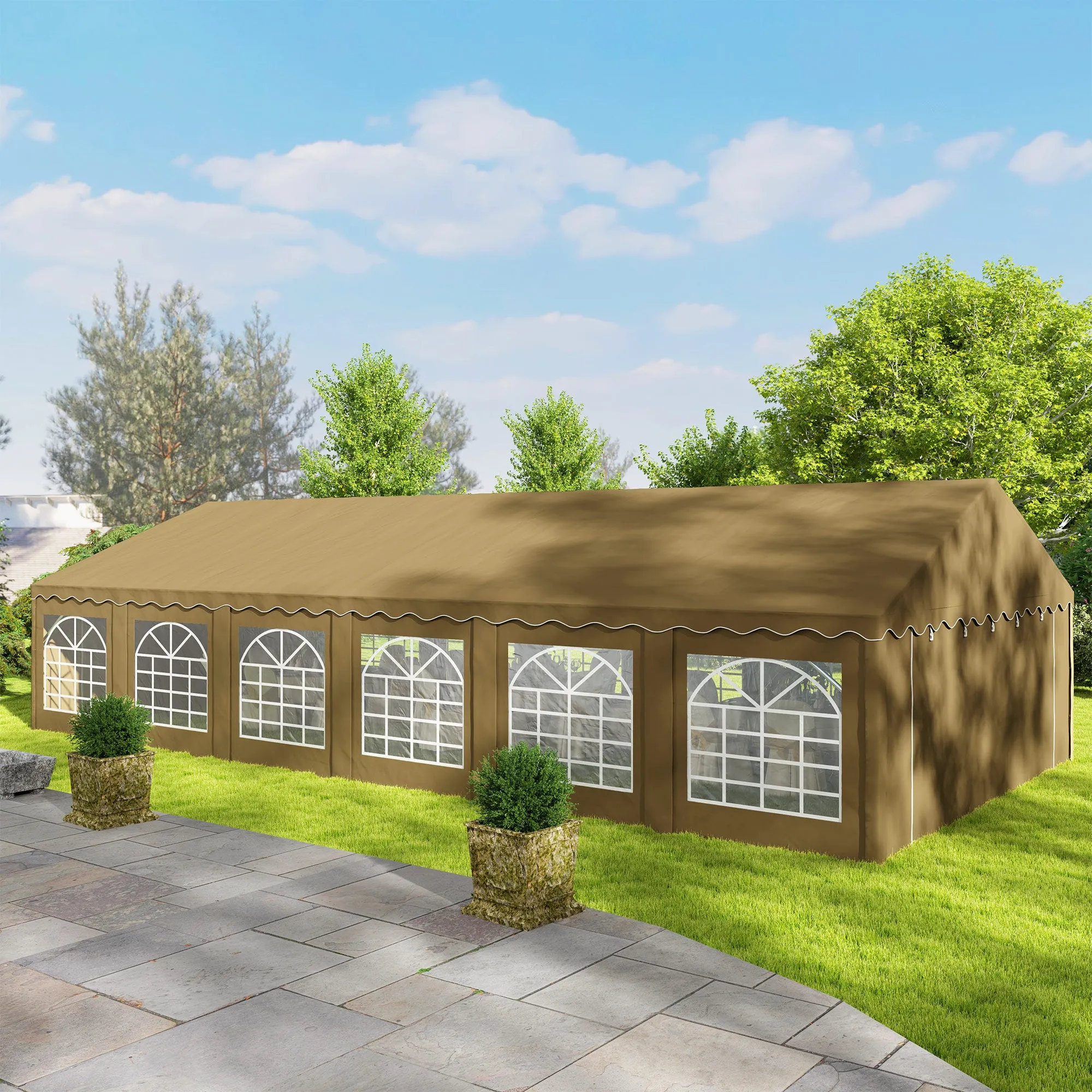 20'x40' Party Tent with Removable Sidewalls & 12 Windows, Brown