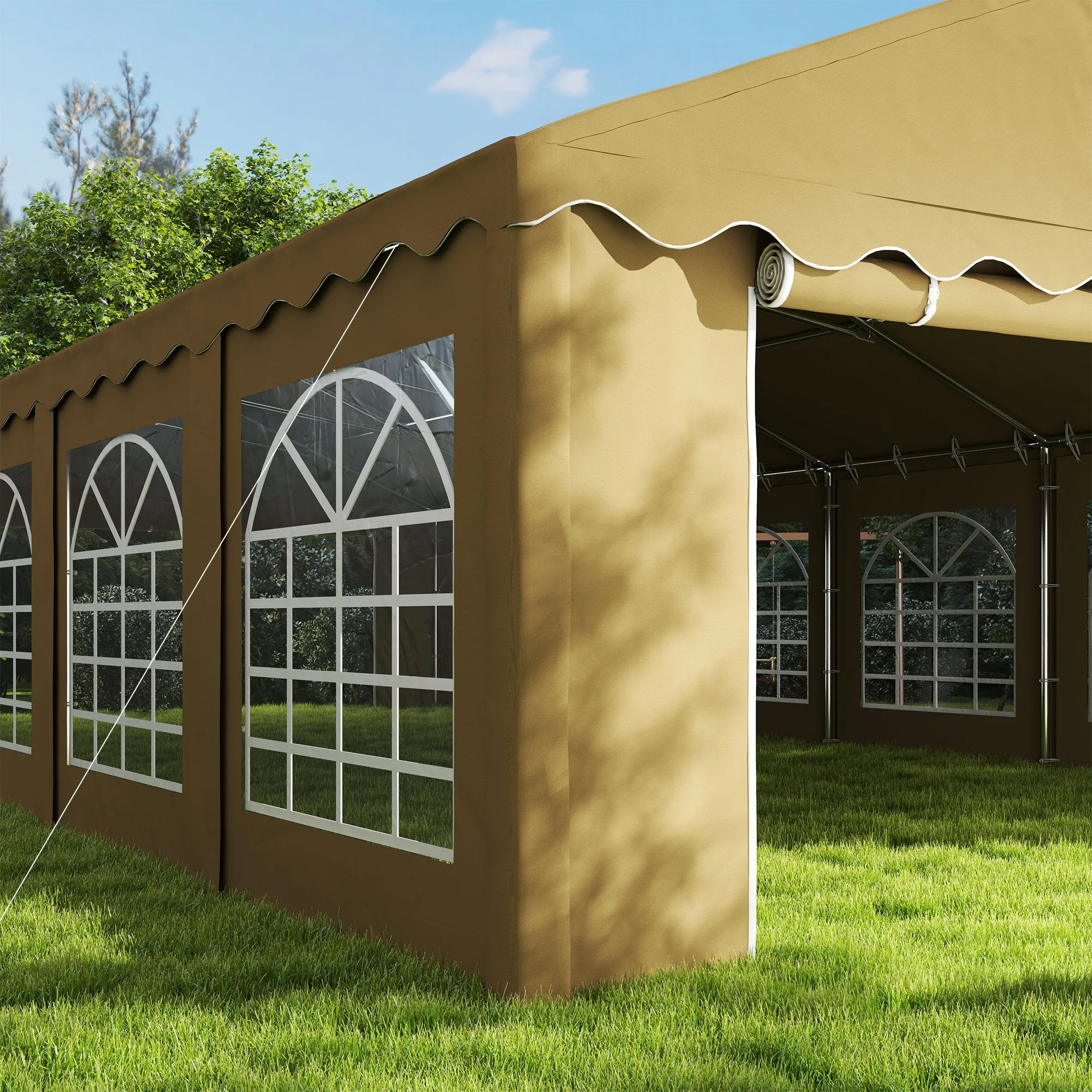 20'x40' Party Tent with Removable Sidewalls & 12 Windows, Brown