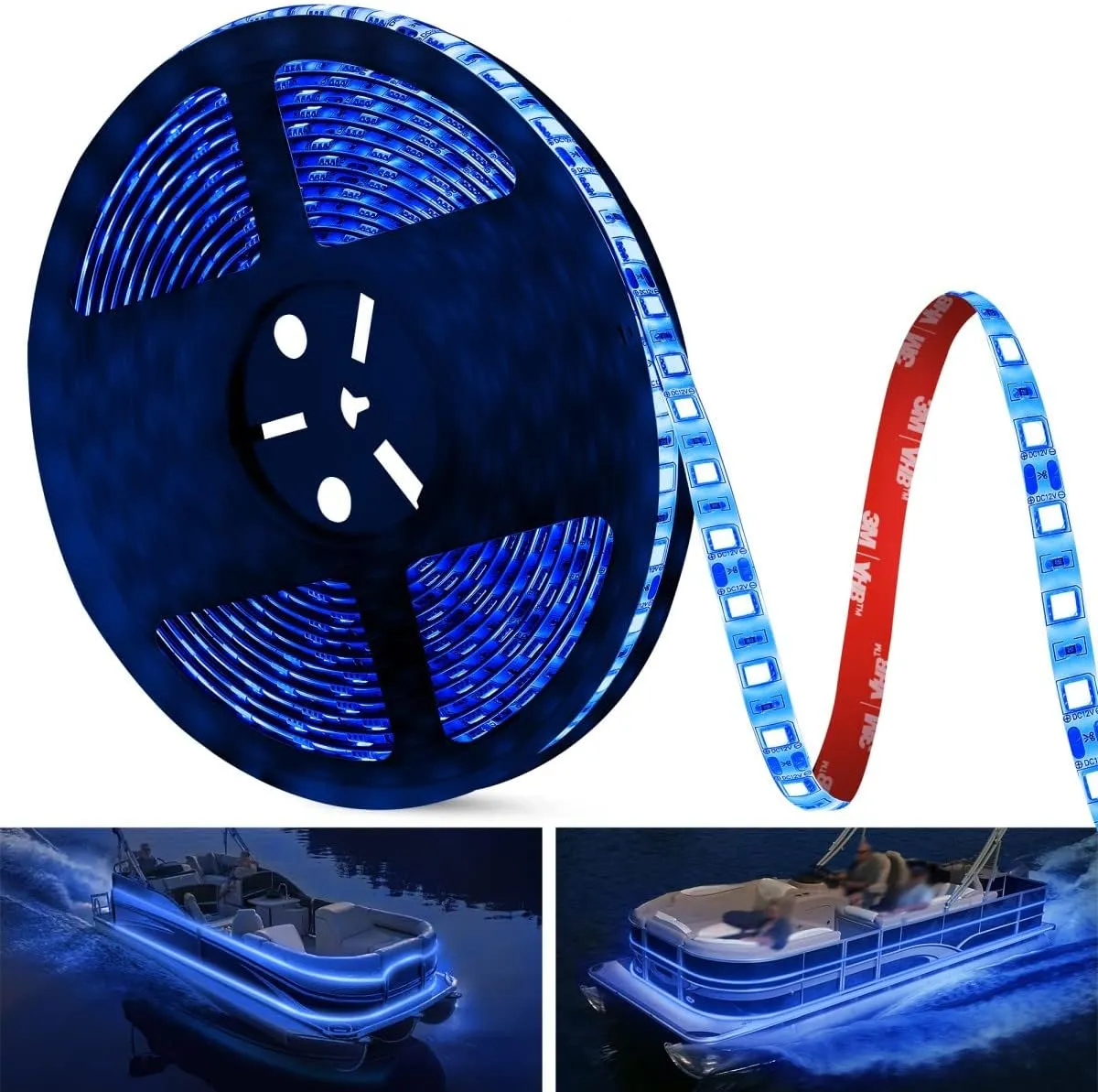 25FT LED Boat Lights, Waterproof Marine Pontoon Led Strip Lights, Boat Deck Interior Light, Boats Accessories, Under Gunnel Lighting, Night Fishing Light for Pontoon Fishing Boats (Blue)