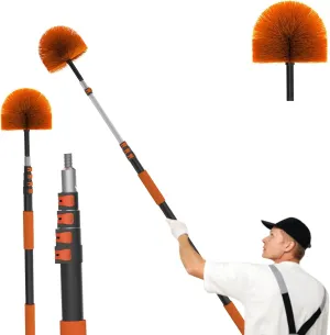 26FT Reach Cobweb Duster with Extension Pole, Spider Web Brush for Cleaning Extendable, Professional Ceiling and Corner Dusters for Outdoor Indoor Use