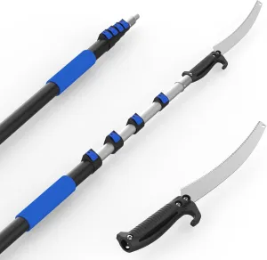 26FT Reach Pole Saws for Tree Trimming with 5-20FT Telescoping Extension Pole, Anti-slip Handle, Manual Pruning Pole Saw with 19" 3X Detachable Saw for Forestry, Yard, Garden, Patios