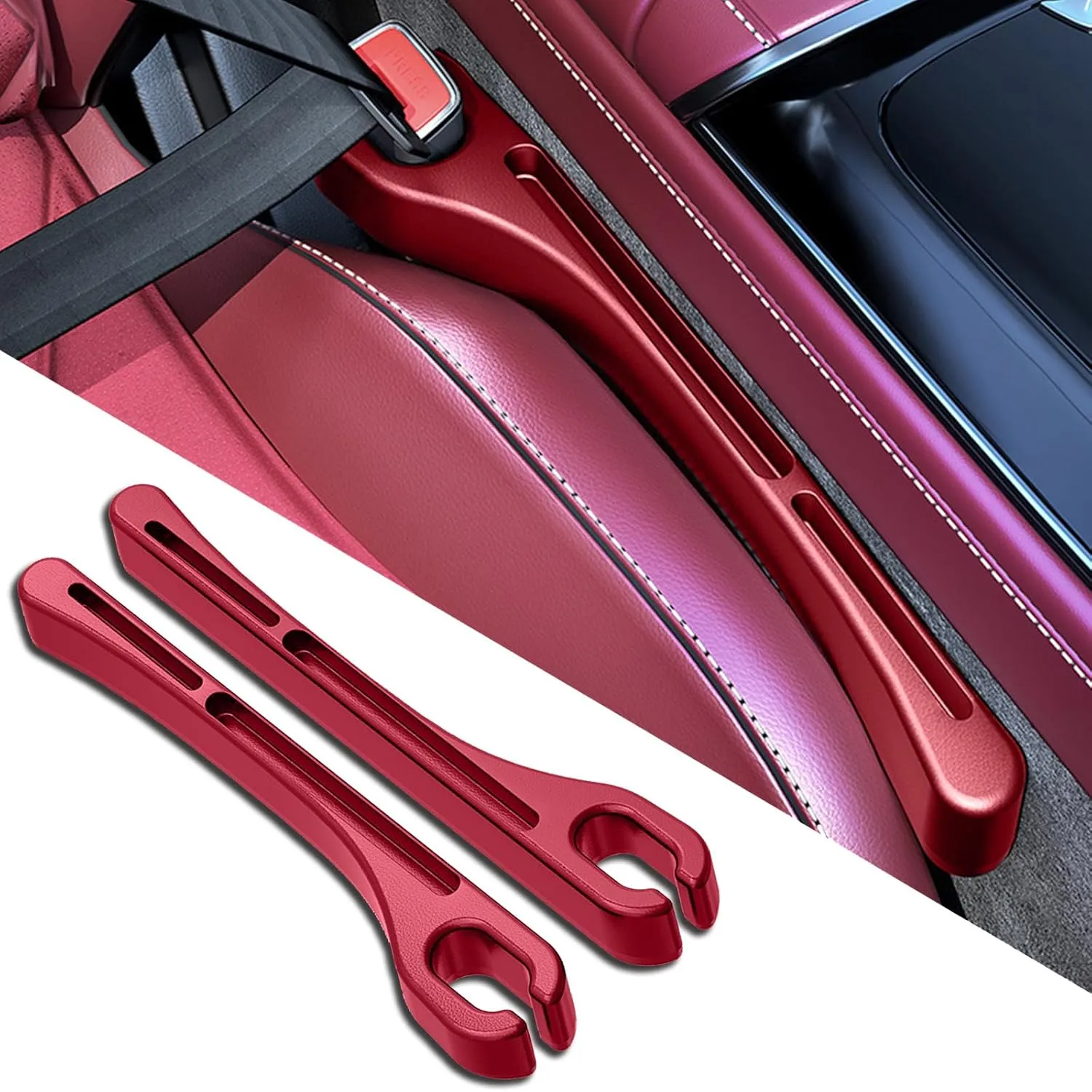 2PCS Car Seat Gap Filler Organizer, Car Seat Gap Organizer with Phone Holder, Car Accessories Car Side Seat Gap Filler for Prevent Falling (Red)