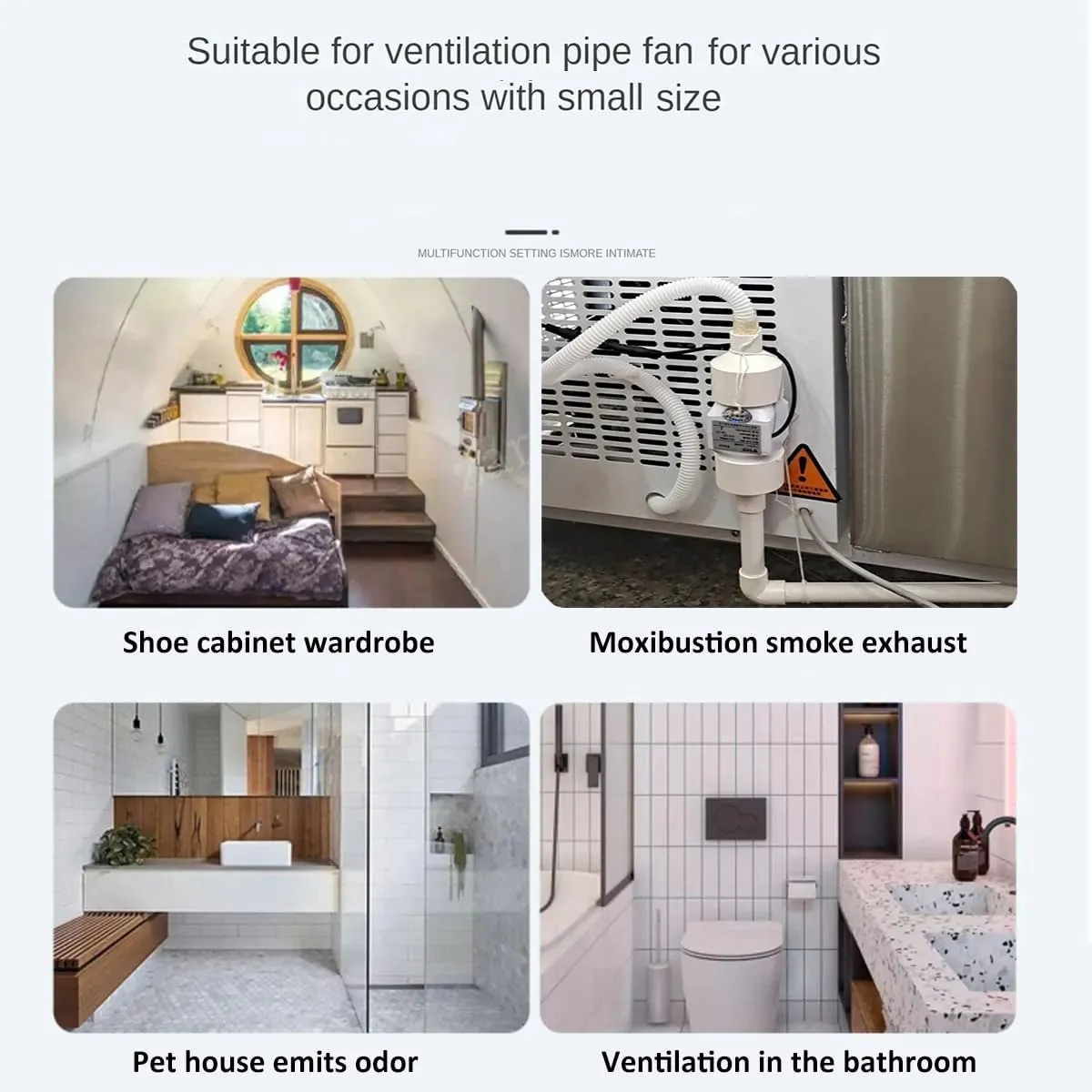 3 inch Inline Duct Fan with Adjustable Speed, 10 W 53 CFM Ventilation System High Efficiency Exhaust Air Fan for Greenhouse Bathroom Tent RV Yacht Basement Attic Kitchen Pet