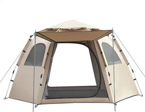 3 Person/5 Person Family Camping Tent With Screen Room, Water Resistant Tunnel Tent With Rainfly, Large Family Tent Beach Canopy Tent For Outdoor Camping, Party ( Color : /Khaki , Size : 5 person )