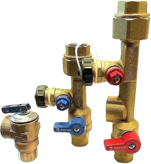 3/4 inch, 3/4" Isolation Valve Kit with Pressure Relief Valve for Tankless Water Heater,FNPT x FNPT, Compatible with Rinnai, Jacuzzi, Rheem, Navien, Noritz, Takagi, Bosch,etc …