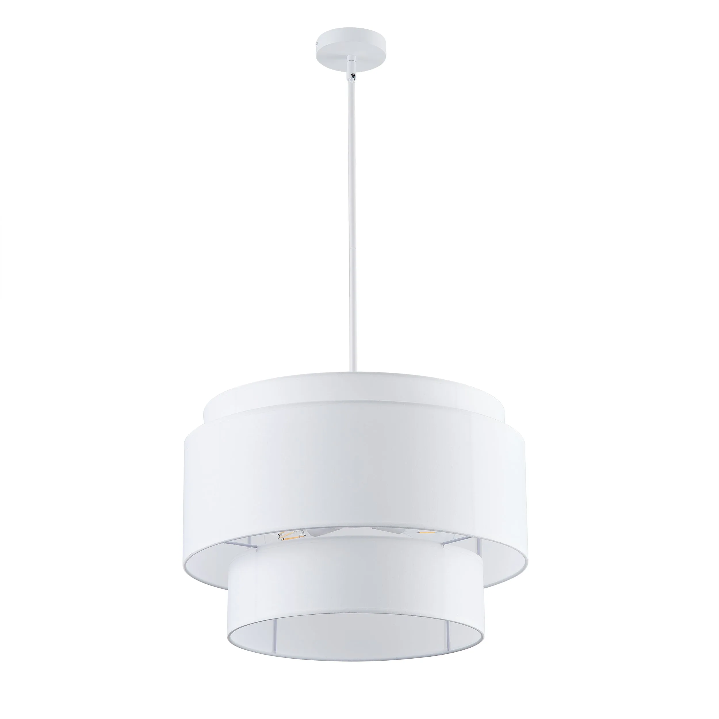 4-Light 21.65 in Oversize Three-Layer Fabric Column Shade Pendant Lighting