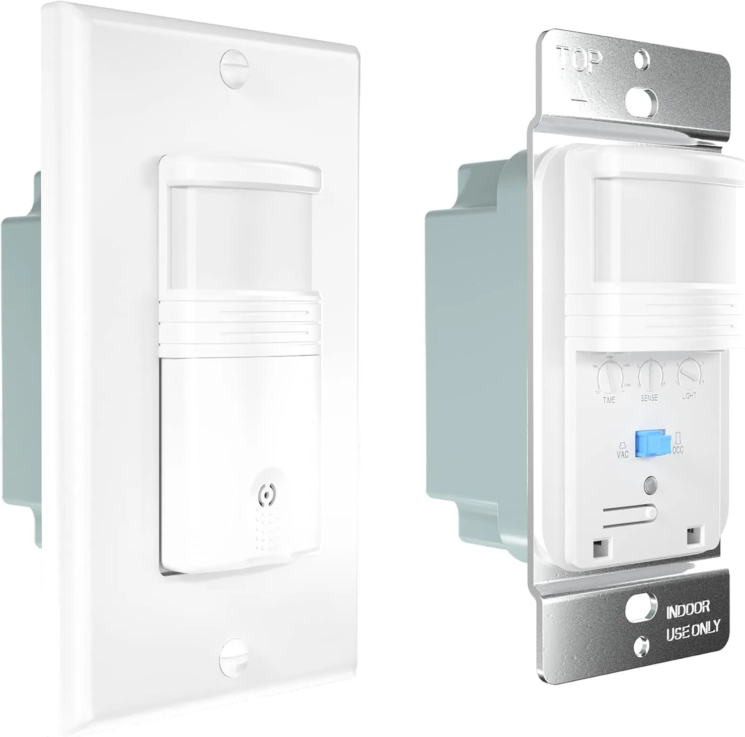 4 Pack Motion Sensor Light Switch, Neutral Wire Required, Single Pole Only (Not 3-Way), Indoor in-Wall Occupancy Sensor with Wall Plate, Adjustable Timer, Title 24, UL Certified, White