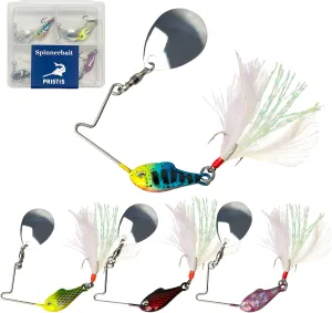 4 pcs Spinnerbait Fishing Lures, Spoon Rig Lures, Blade Spinner Baits with Treble Hook, Slow Sinking Swimbait Metal Jig Kit for Freshwater Saltwater Smallmouth & Spotted Bass Trout Crappie