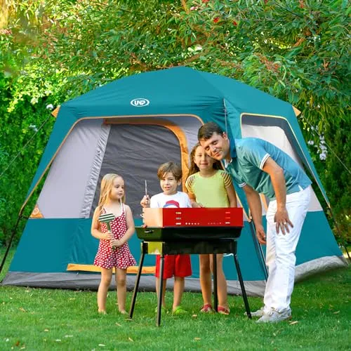 4-Person Tent Portable Cabin Tent Camping Tent, 4-Person Easy Set Up Waterproof w/ Top Rainfly