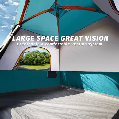 4-Person Tent Portable Cabin Tent Camping Tent, 4-Person Easy Set Up Waterproof w/ Top Rainfly
