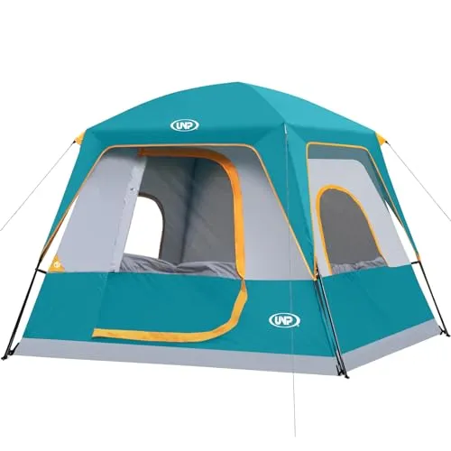 4-Person Tent Portable Cabin Tent Camping Tent, 4-Person Easy Set Up Waterproof w/ Top Rainfly