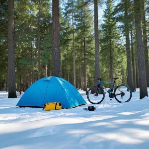 4-Season Camping Tent, Blue, Waterproof Dome Design for Winter Camping