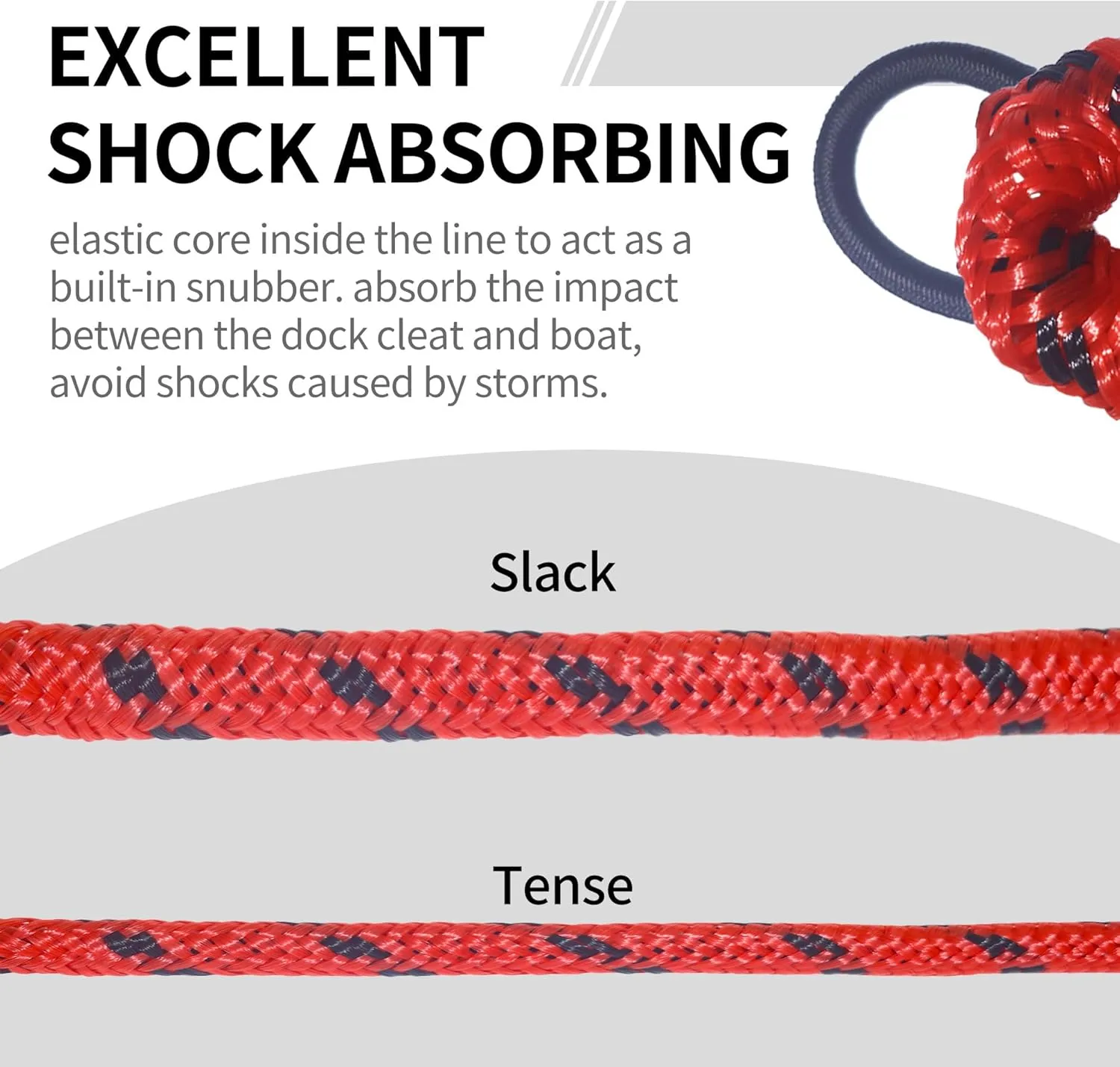4FT Boat Bungee Dock Line Marine Rope 2-Pack for Temporary Boat Docking, with 316 Stainless Steel Clip,Boat Accessory for Kayak, Pontoon, Watercraft, Canoe, Power Boat (RED)
