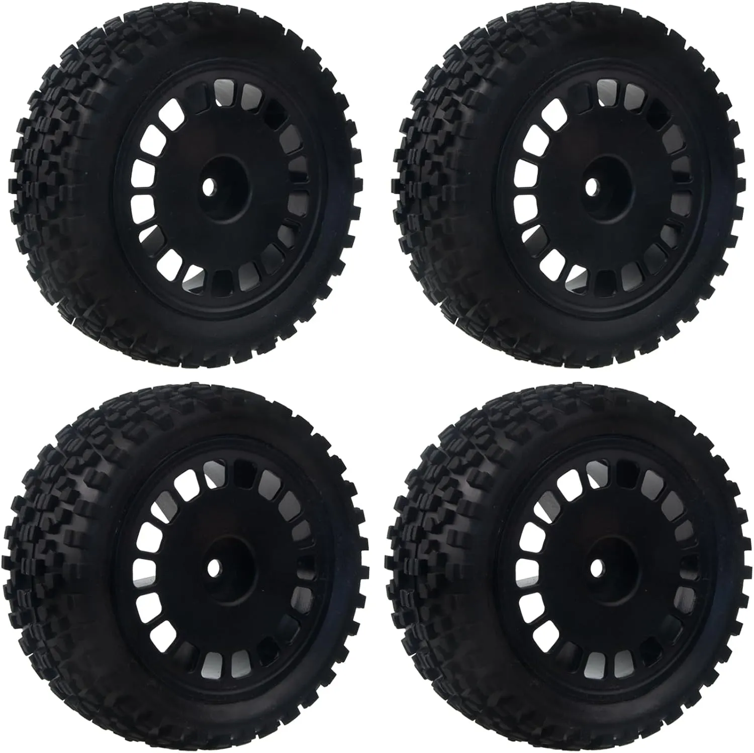 4Pcs Glued Wheels Rims & Rubber Tires 12mm Hex Drive Hub for Tamiya TT-02B / DT-02 HPI HSP Wltoy 1/10 Scale Off-Road Car Upgrades