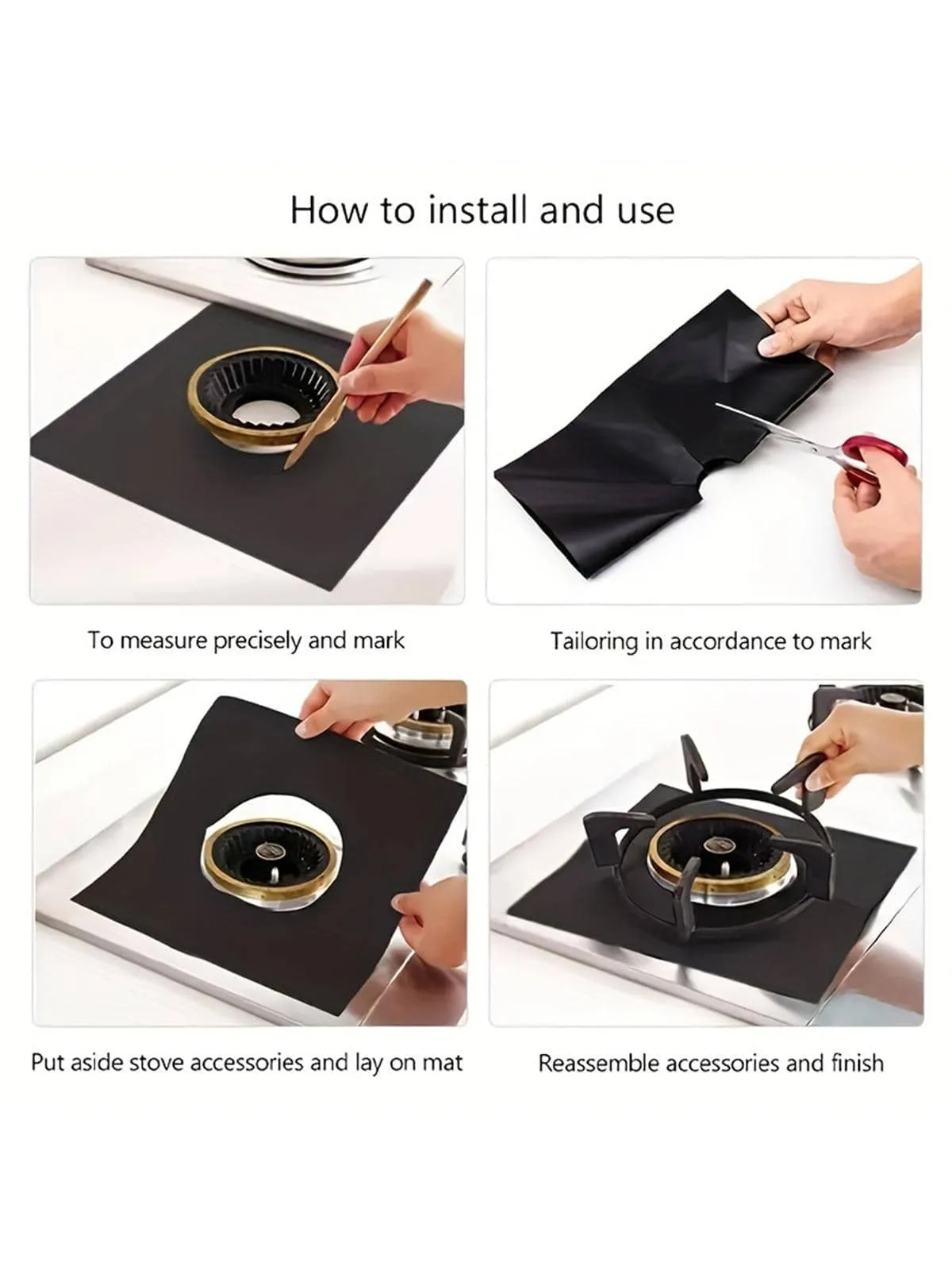 4pcs Solid Color Gas Stove Protector Pad, Portable Teflon Stove Cover Gas Stove Top Burner Cover For Kitchen